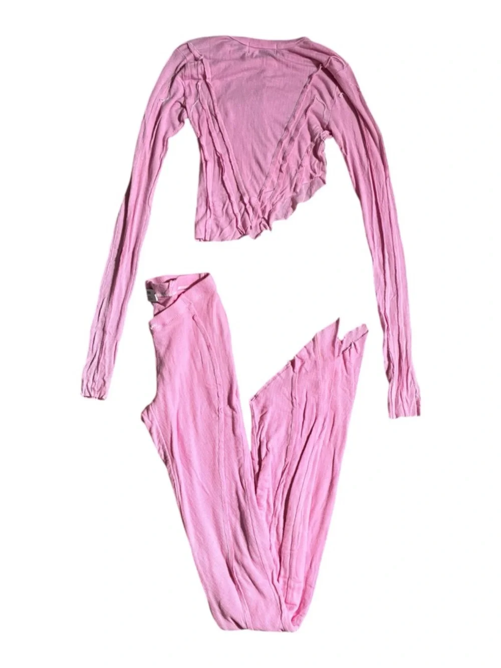 Sami Miro Vintage Pink Asymmetrical Top + Pants Set - Picture 4 of 6